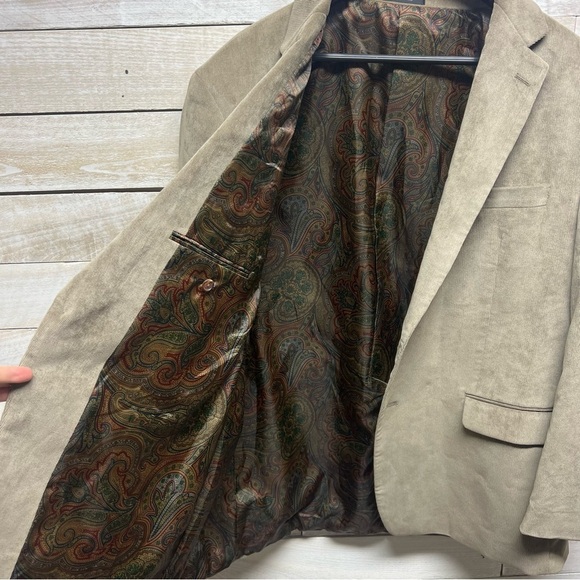 Lauren Ralph Lauren Corduroy Sport Blazer Jacket Mens 48R Tan Lined Stretch - Picture 5 of 12